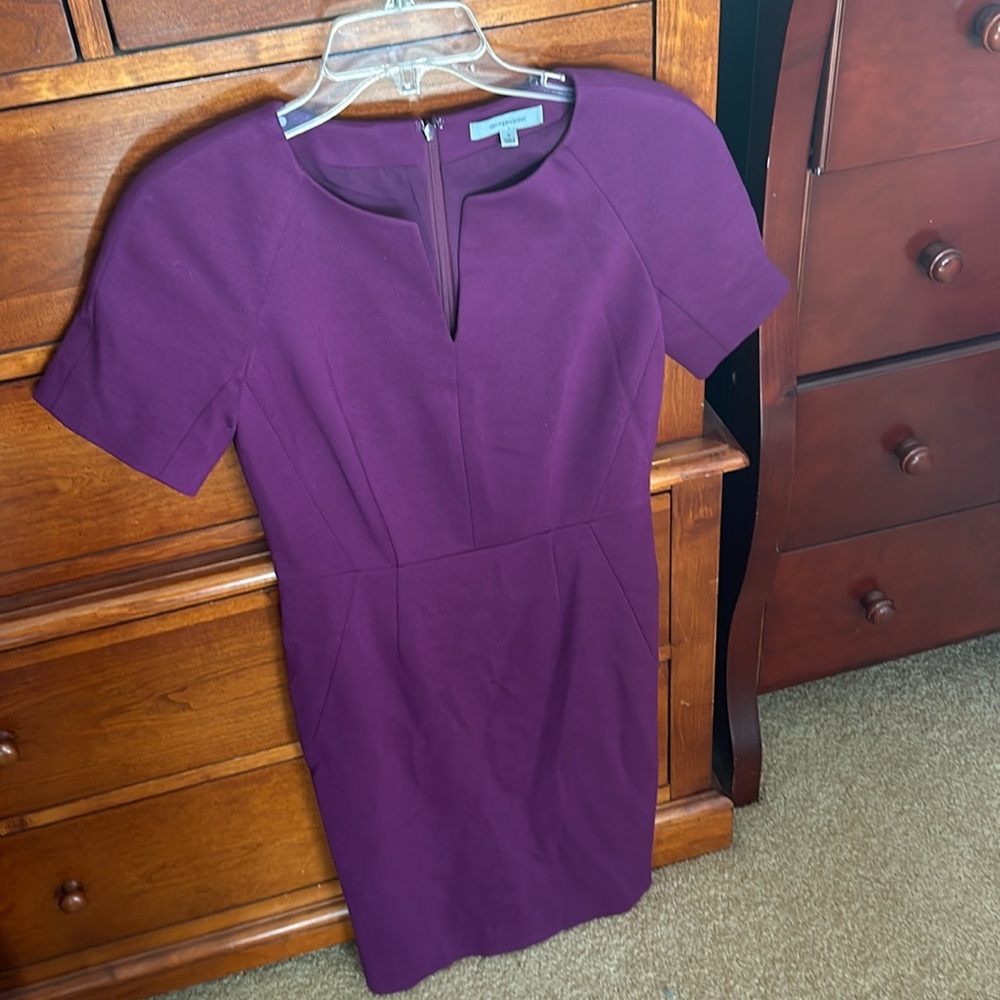 Professional short sleeved notch collar dress